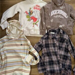 Sz10 Abercrombie kids floral and grinch hoodies and shirt,NWT little co hoodie